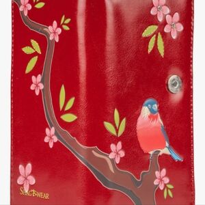 Shagwear Wallet Vegan Leather Crested Red Bird Pattern Clutch Purse Soft Bag